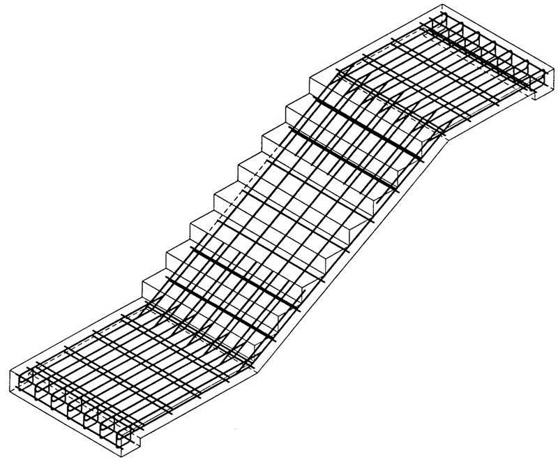 Схема армирования монолитной лестницы