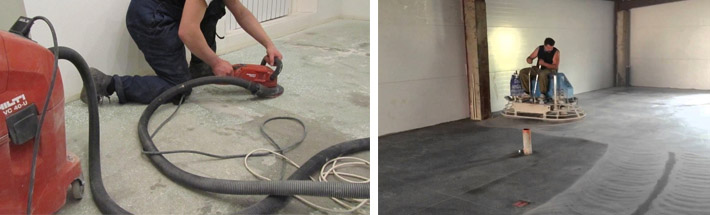 Сухая обработка бетонного пола