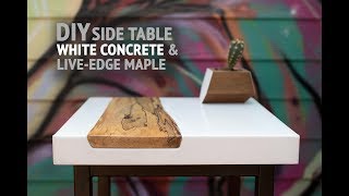 DIY White Concrete Table w/ Live-Edge Maple Inlay (using GFRC mix) - How To Make