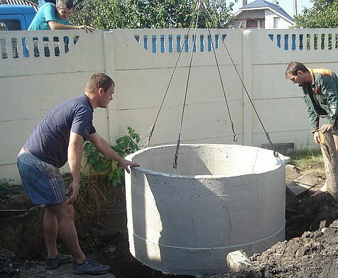 Установка бетонных колец