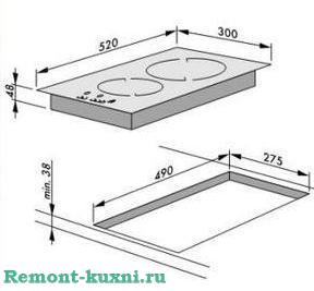 схема установки варочной панели на две конфорки