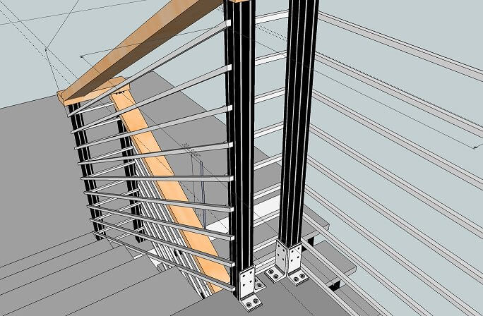 Как крепить перила к бетонной лестнице?